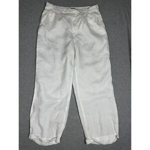 Stacy Adams Pants Mens Medium White Linen Relaxed Fit Summer Lightweight Casual